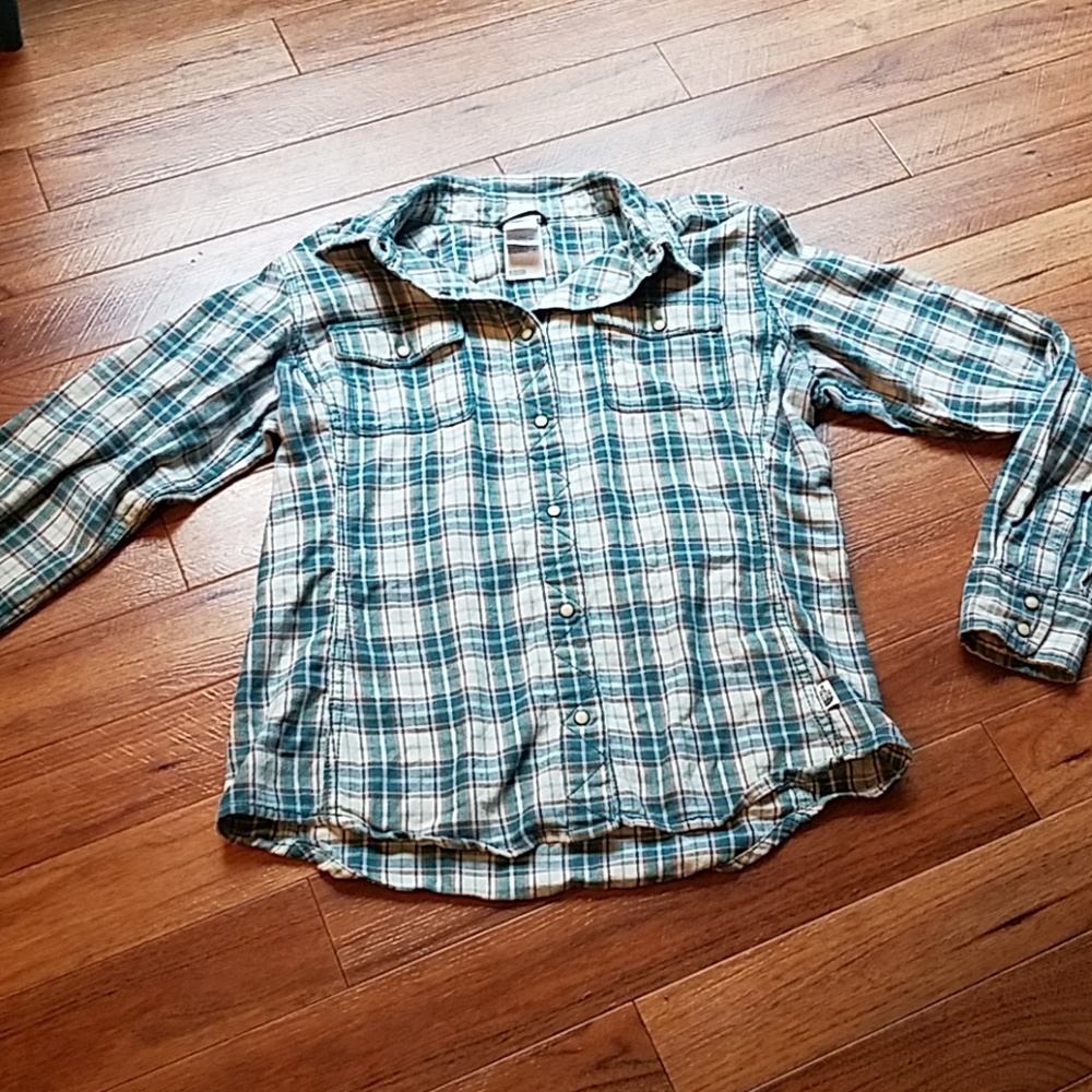 The North Face~Plaid shirt.
